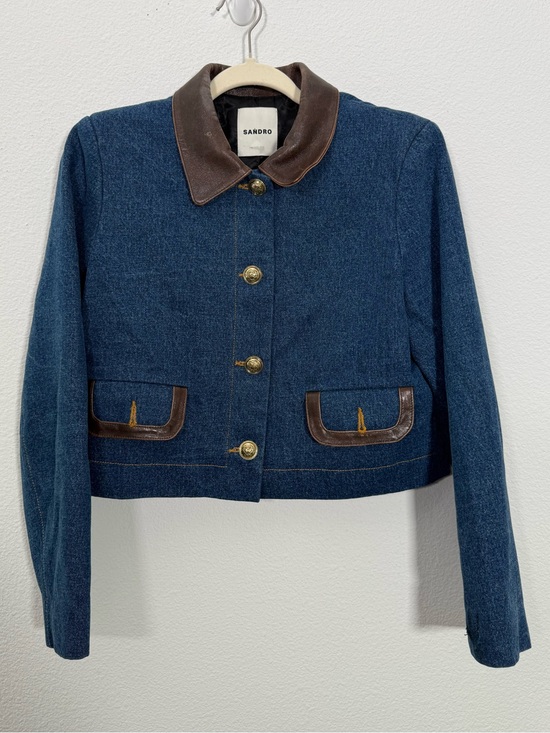 Sandro Jackets & Blazers - Sandro Paris Denim Cropped Jacket French Girl Preppy Chic Vintage Inspired
